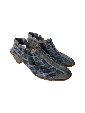 RIEKER shoes sina 78 pump sandal Sling Back Leather Azure Grey 37 EU 6 US